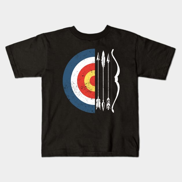 Archery Target Bow And Arrow Archer Kids T-Shirt by ChrifBouglas